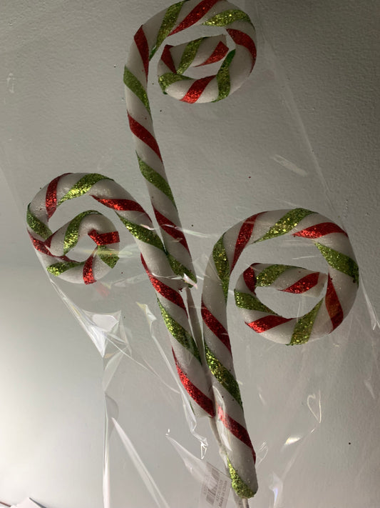 28in Curly Candy Cane Spray