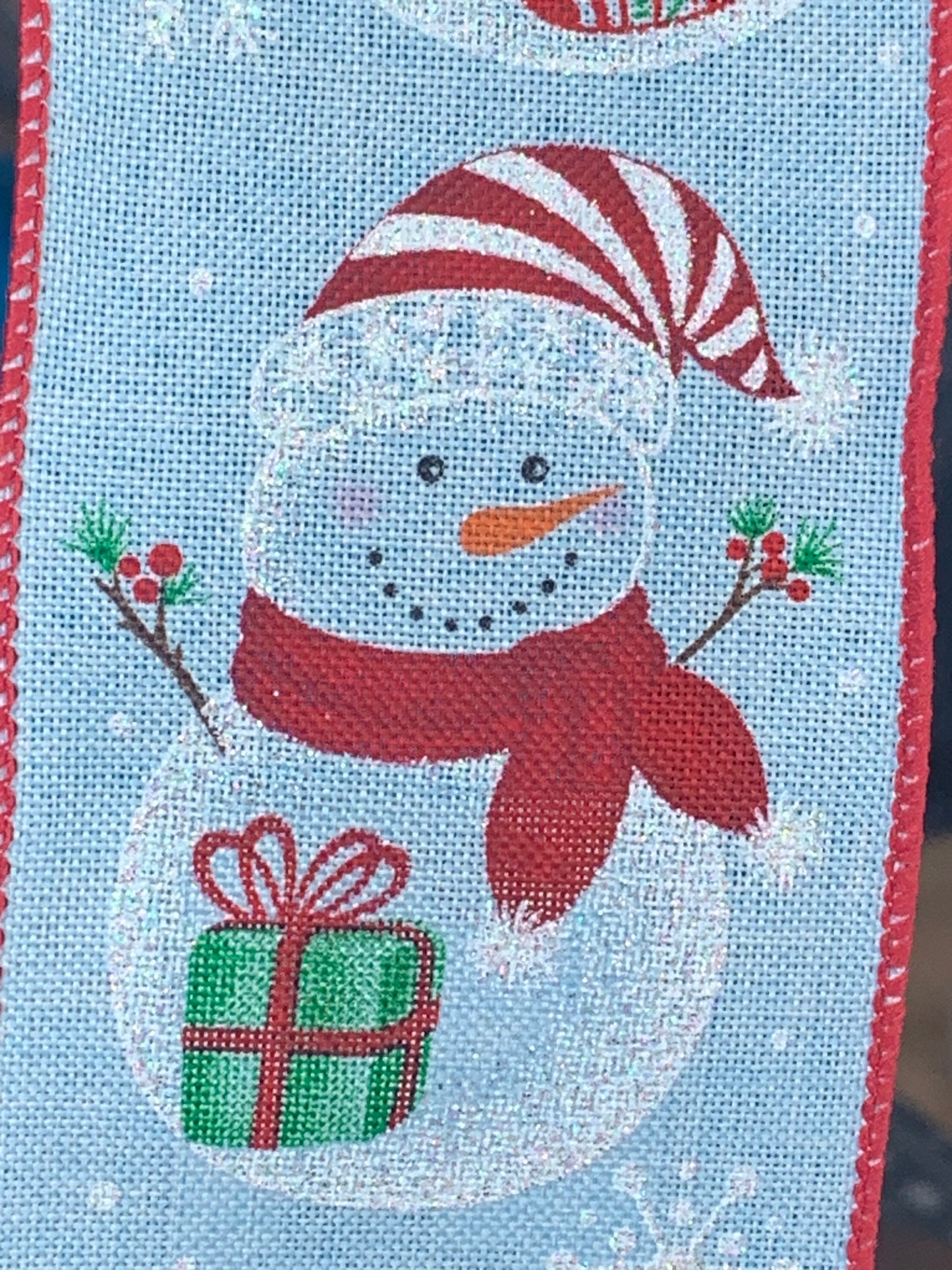 2.5in x 10yd Snowman on LT BLUE