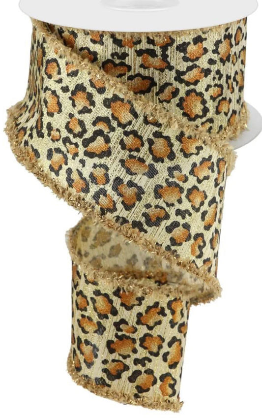 2.5inx10yd Metallic Cheetah Print FUZZY EDGE