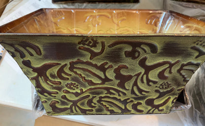 Rectangle Metal Container BRONZE PATINA Floral