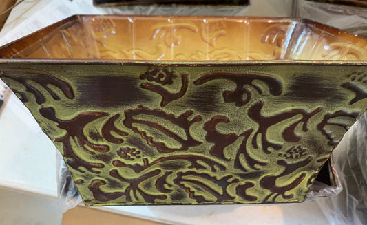 Rectangle Metal Container BRONZE PATINA Floral