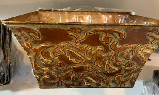 Rectangle Metal Container COPPER PATINA Floral