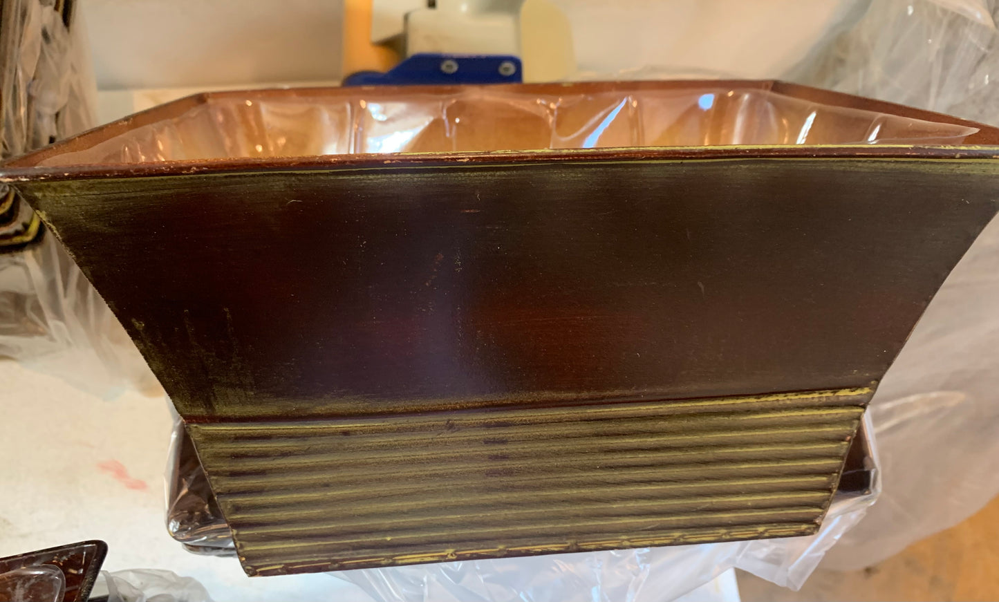 Rectangle Metal Container RIB BOTTOM Brown