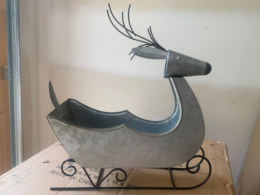 Metal Reindeer Sleigh Container