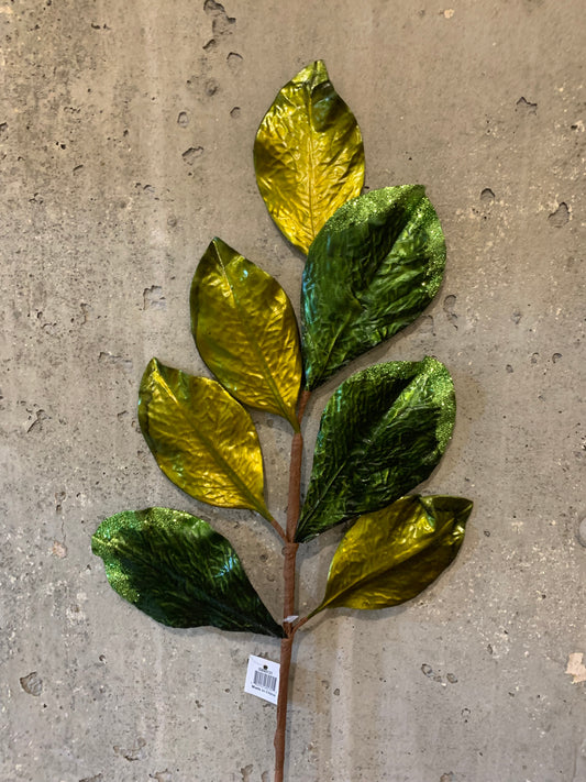 24in Metallic Magnoliama Leaves TT GREEN