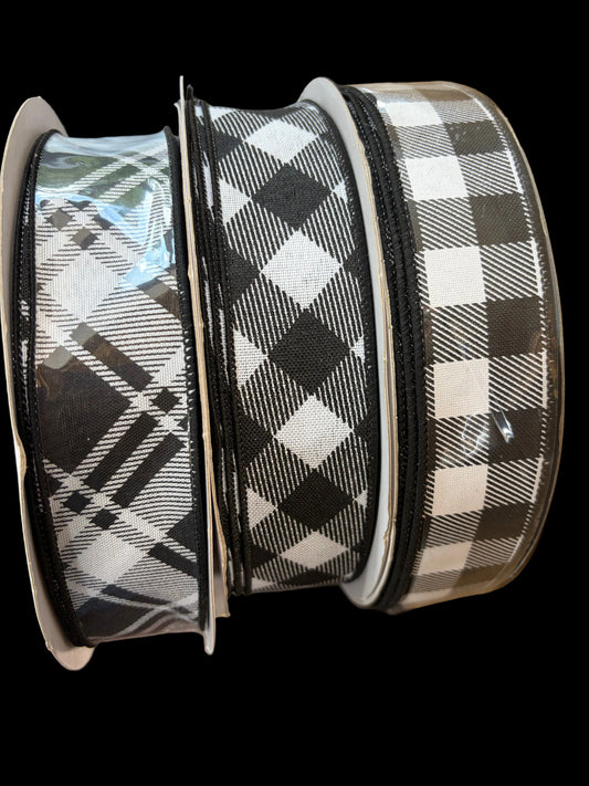 BDL008 150 YARDS 1.5in Black/White Ribbon