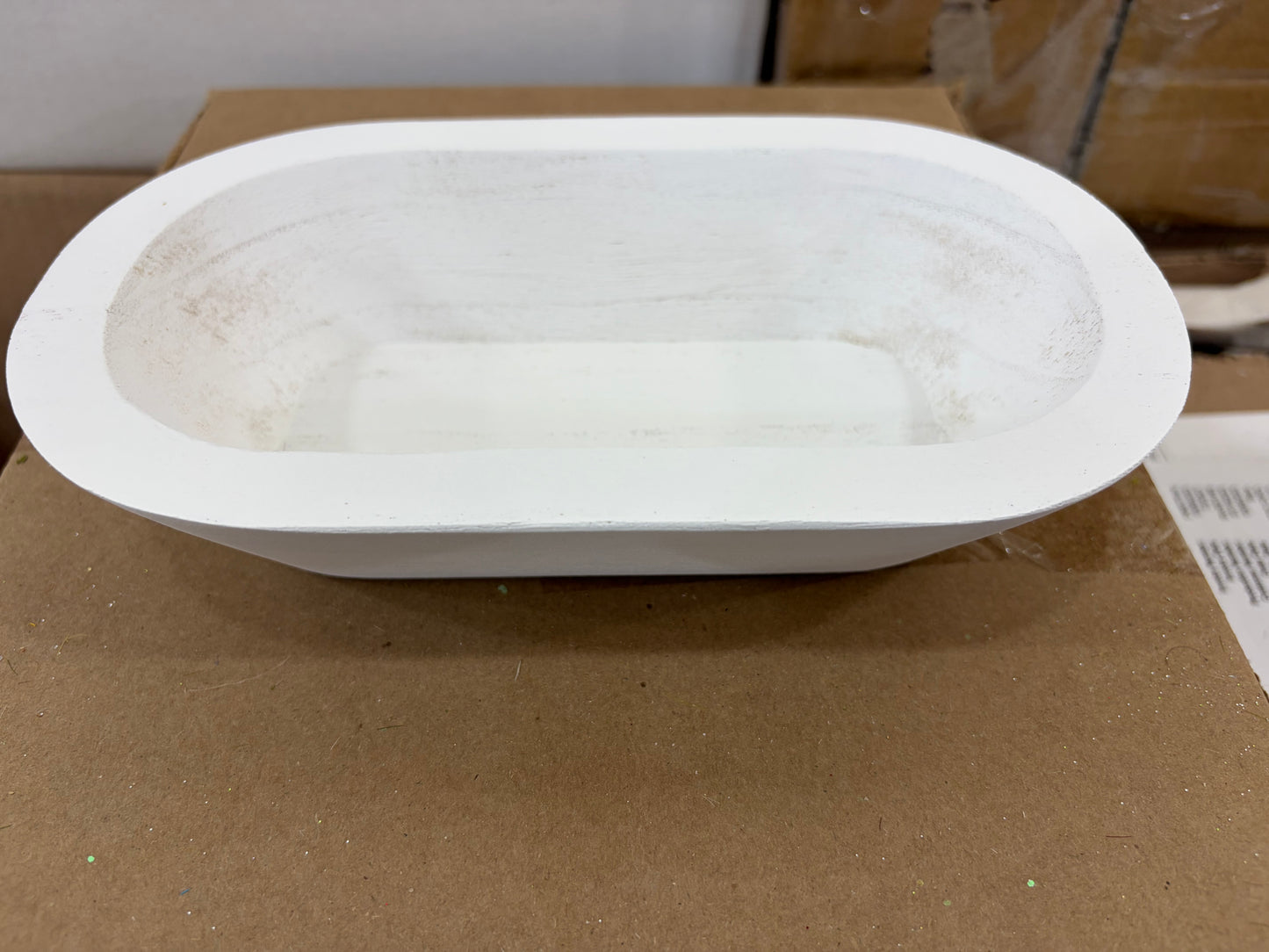 8.5inx5in White Wood Dough Bowl Design Base