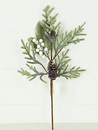 18in Birch Pine & White Berries w/Pinecones