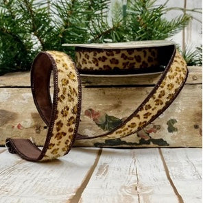 1inx10yd Faux Horsehair Leopard Brown/Tan with Brown Back