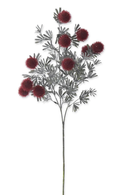 25in Burgundy Thistle w/Foliage - Premium Floral for Wreaths, Arrangements and Home Decor K&K