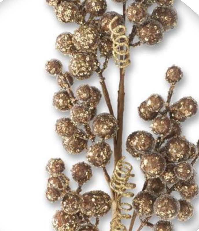 30in Brown Gold Beaded Seed Berry - Premium Greenery for Wreaths, Arrangements and Home Decor K&K