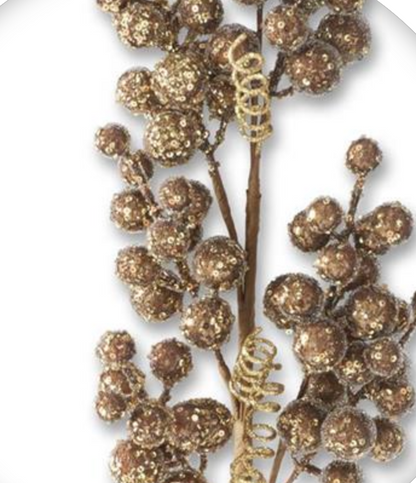 30in Brown Gold Beaded Seed Berry - Premium Greenery for Wreaths, Arrangements and Home Decor K&K