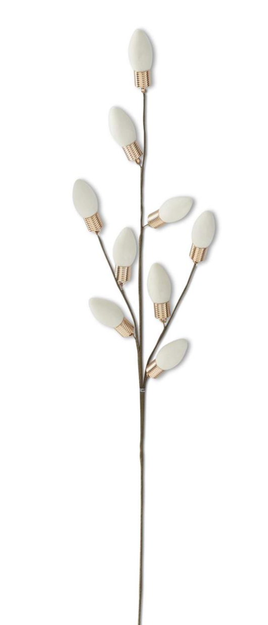 24in White Flocked Bulb Pick - Premium Greenery for Wreaths, Arrangements and Home Decor K&K