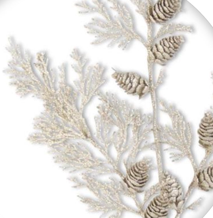 30in CHAMPAGNE Glitter Cedar & Pinecone