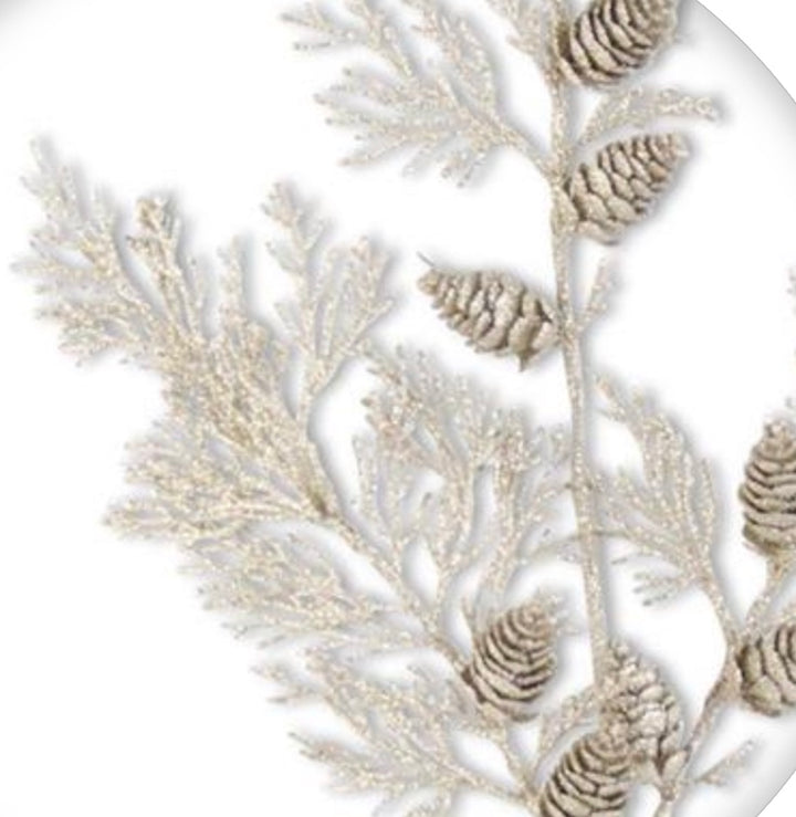 30in CHAMPAGNE Glitter Cedar & Pinecone