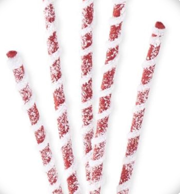25in Glitter RED/WHITE Flocked Spiral Spike