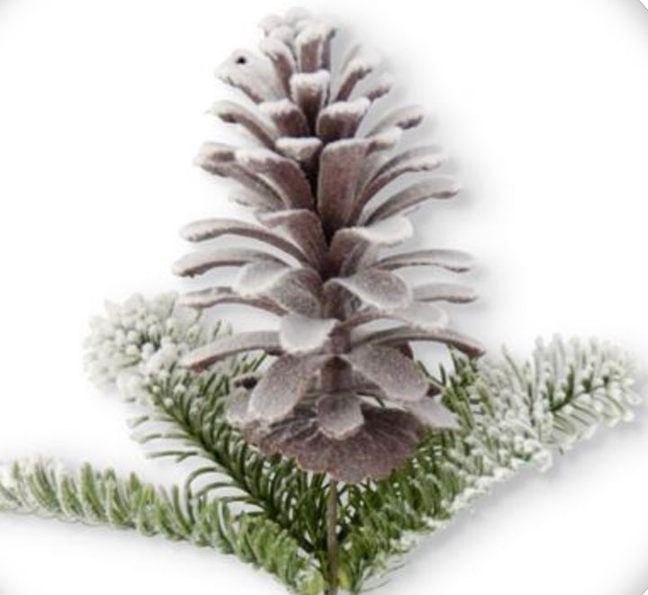 21in Flocked Fir Pine Pinecone