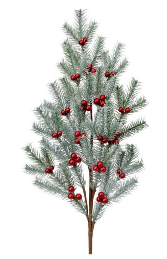 33in Frosted Mini Fir w/Red Berries