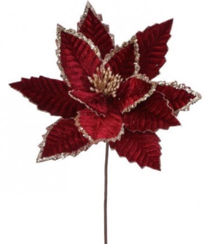 24in Bead/Sequin-Edge Poinsettia BURG/GOLD