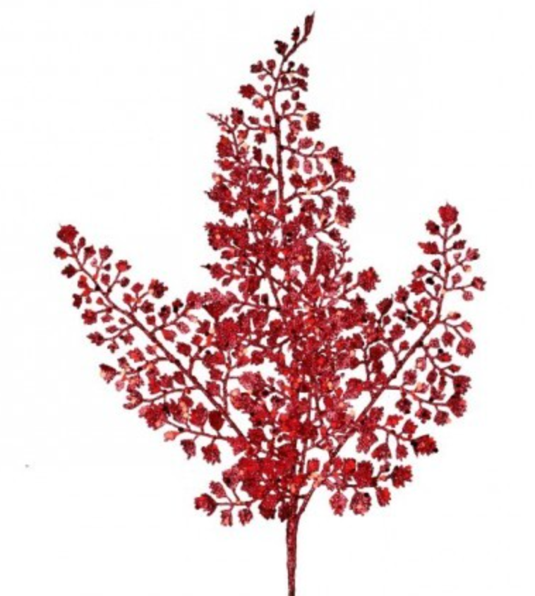 18in Glitter Maidenhair Fern RED Regency