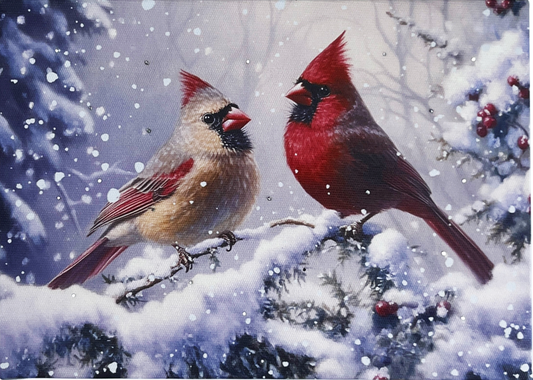 LIGHTED PICTURE First Love Cardinal Pair