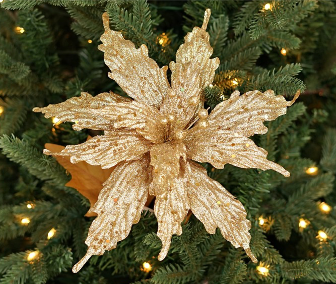 30in Fancy Glitter Poinsettia GOLD