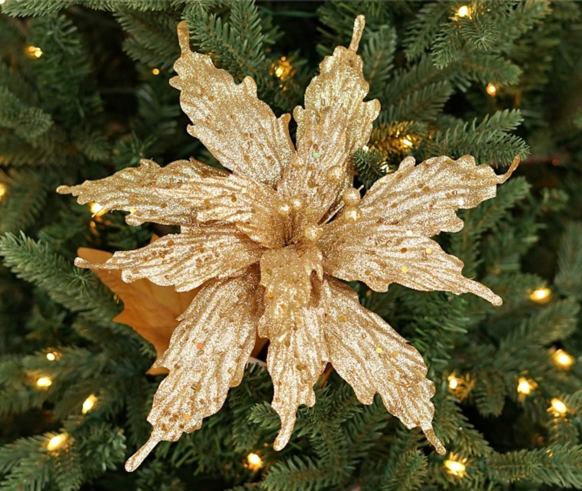 30in Fancy Glitter Poinsettia GOLD Impressive