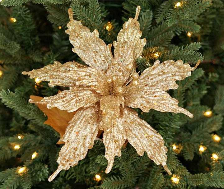 30in Fancy Glitter Poinsettia GOLD