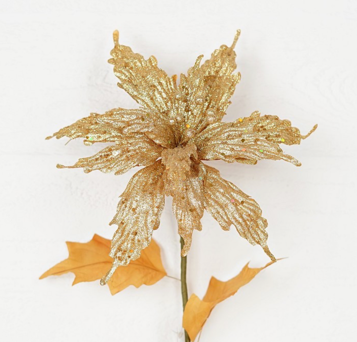 30in Fancy Glitter Poinsettia GOLD