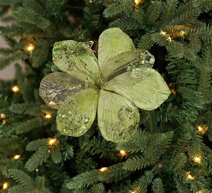 GREEN Velvet & Chiffon Magnolia Bloom
