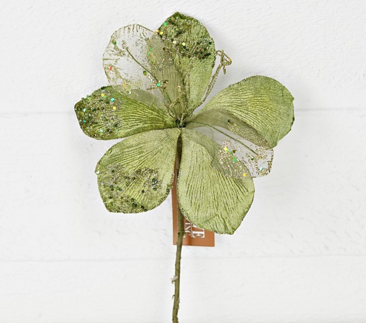 GREEN Velvet & Chiffon Magnolia Bloom