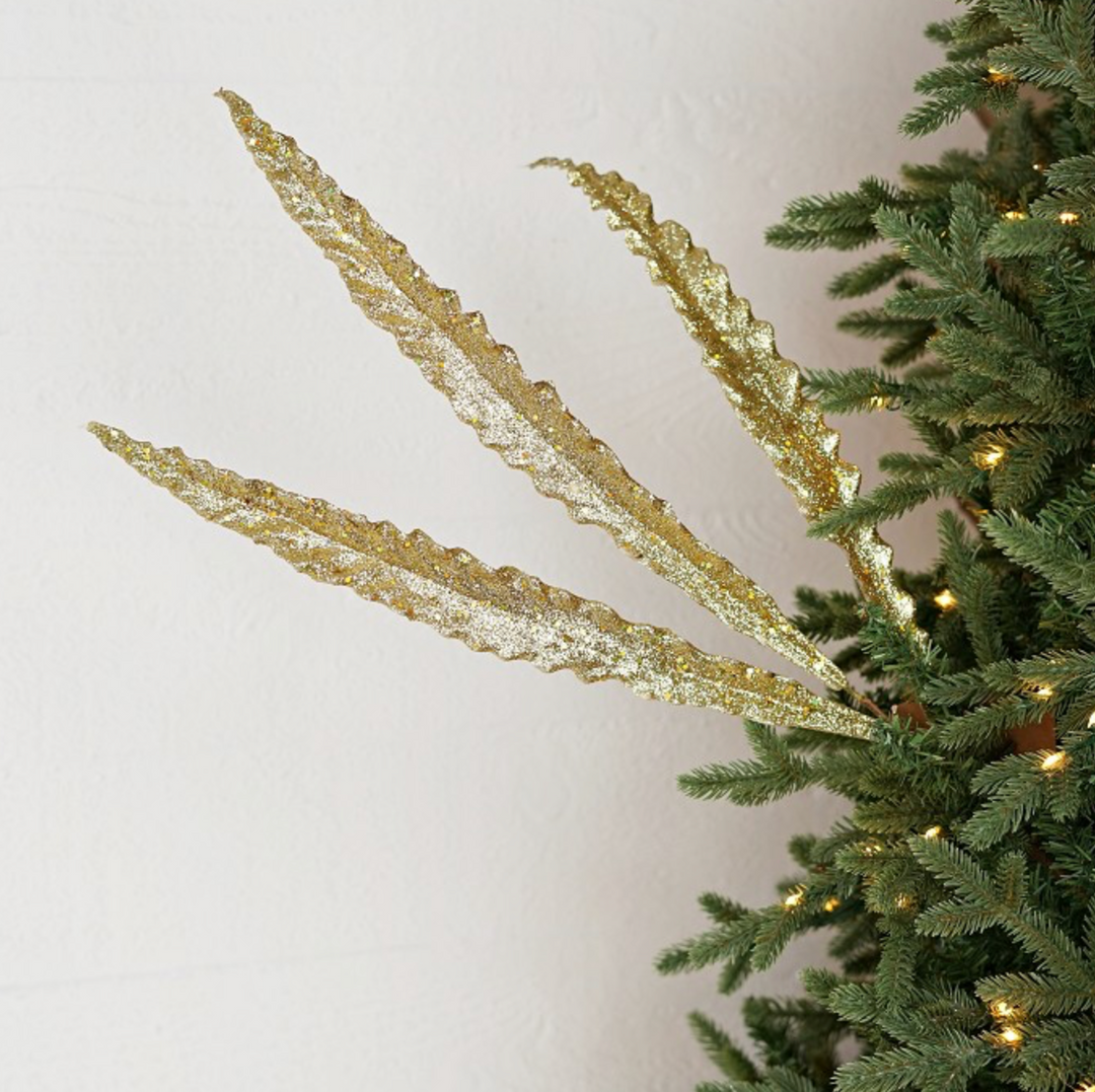 24in Glitter Feather Branch GOLD HALF PRICE