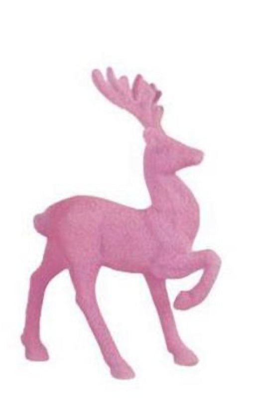 13in Flocked Deer LEG UP PINK