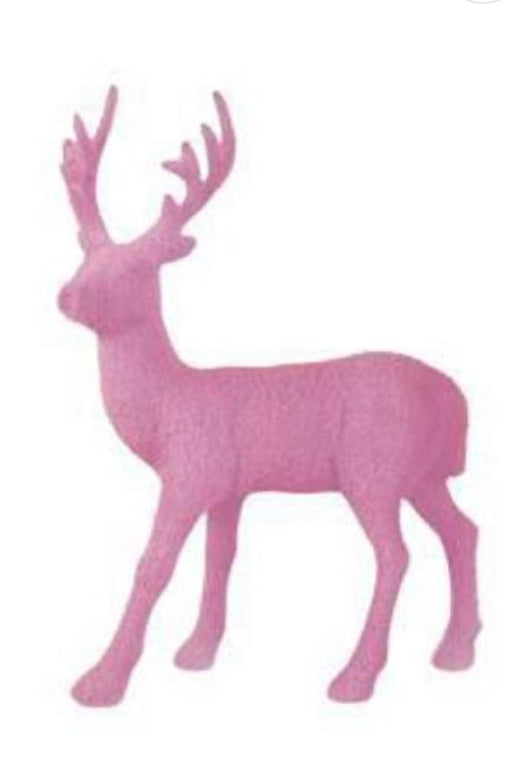 13in Flocked Deer LEG DOWN PINK