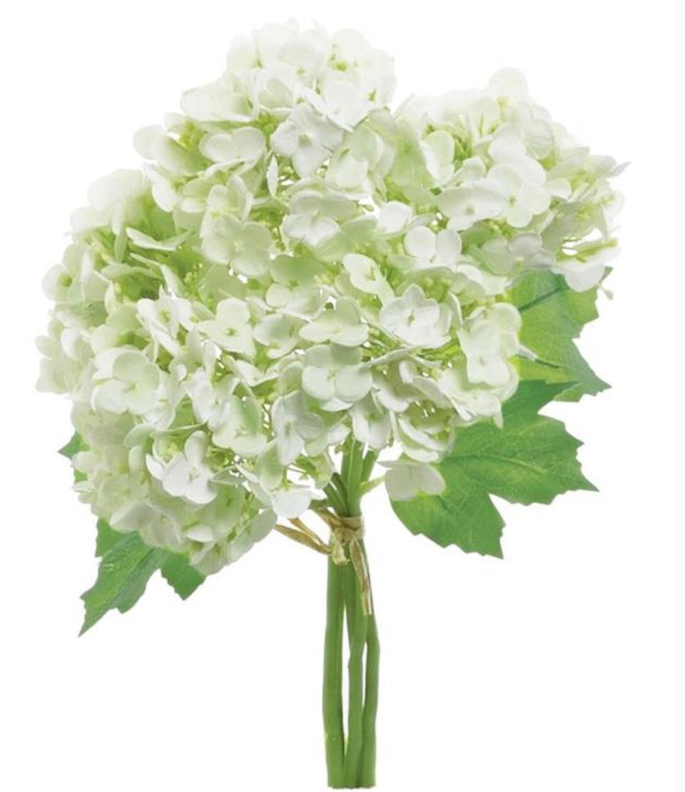 10in Natural Touch Hydrangea Bundle WHITE