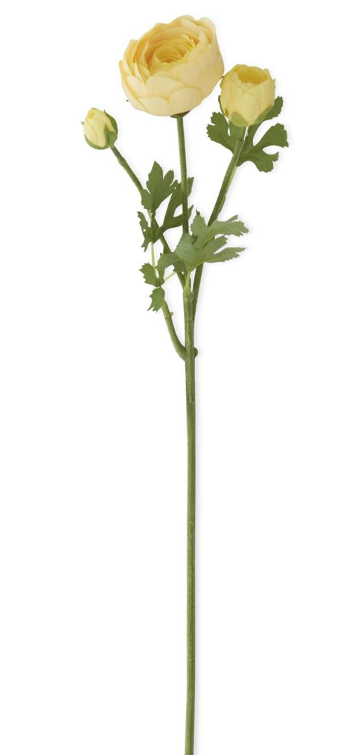 21in Pale Yellow Real Touch Ranunculus