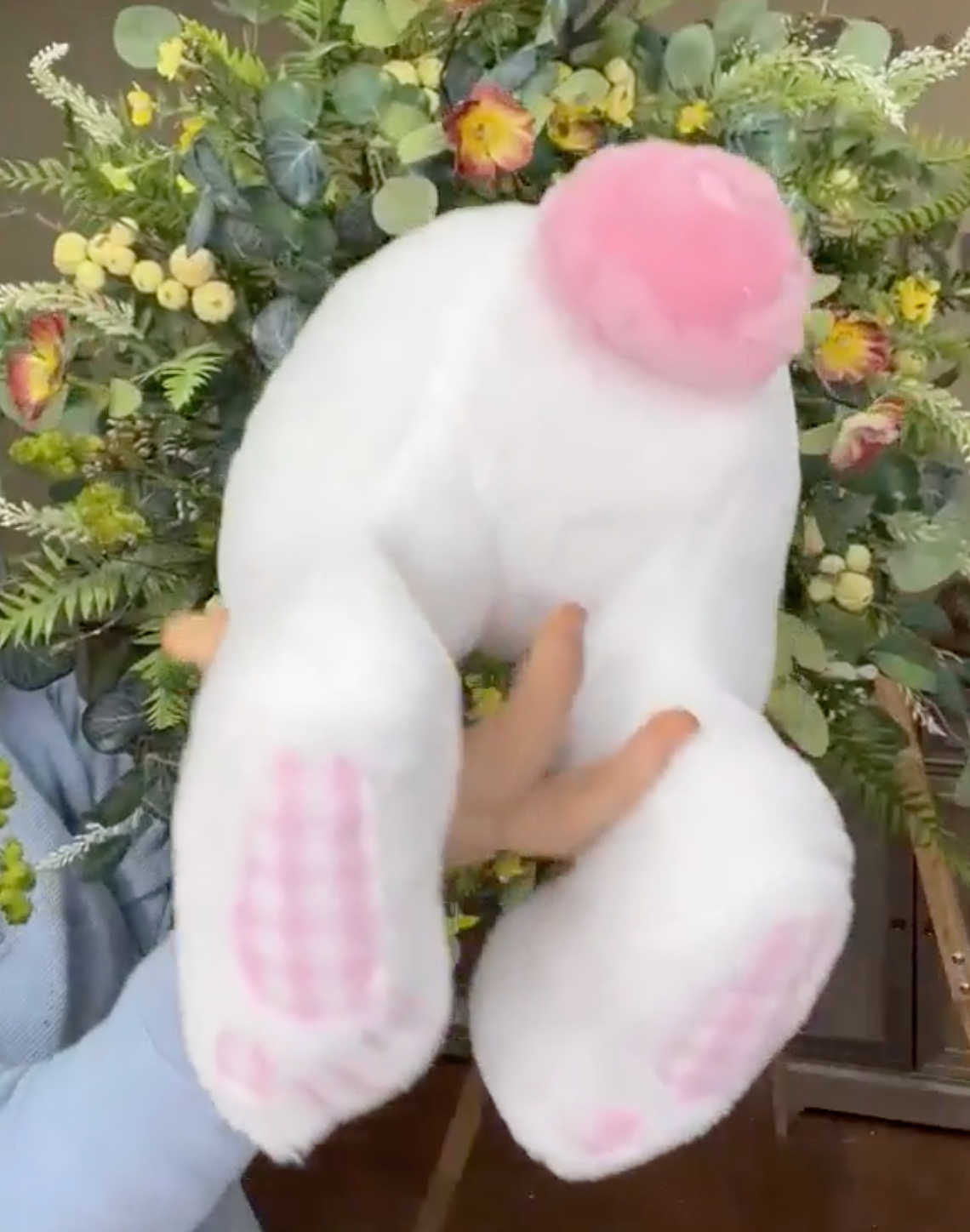 3pc Bunny Wreath Decor Kit WHITE/PINK