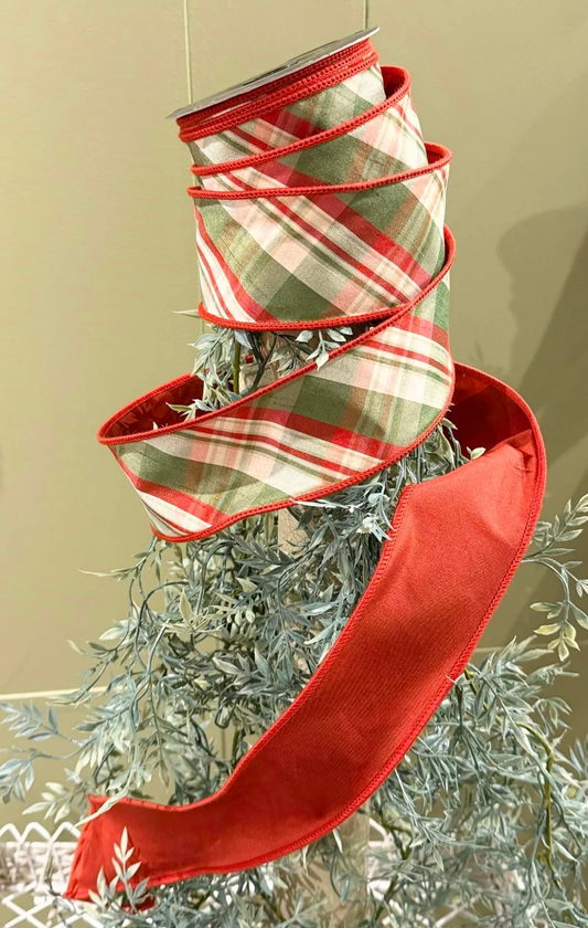 2.5inx10yd Holiday Plaid Dupion Tafetta