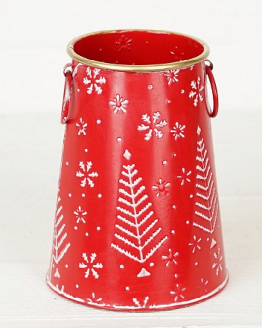 Red/White Nordic Metal Bucket