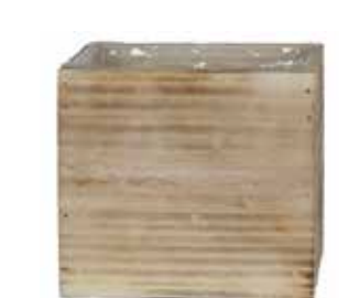 4in Wood Cube Container White/Tan