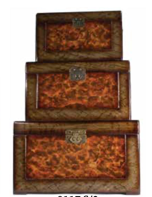 19x12x9 inch 3PC set of Lacquered Trunks