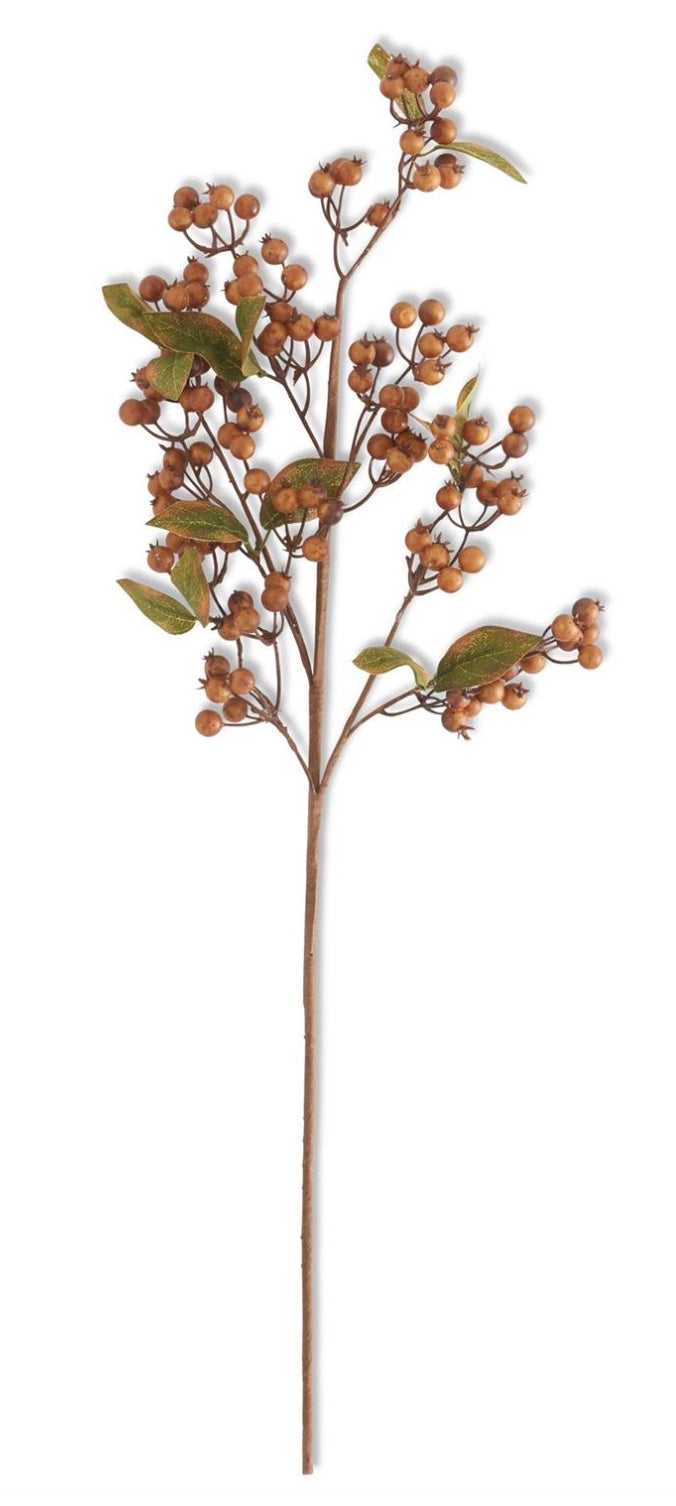 27in BROWN Berry GREEN Leaf Spray