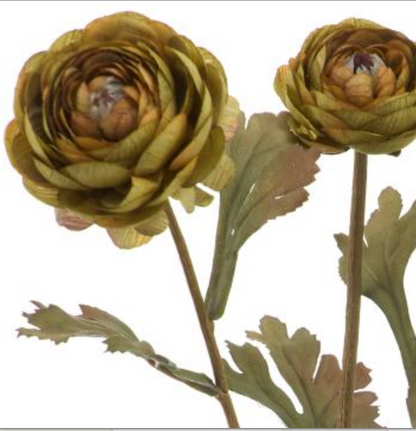 19in Moss Green Ranunculus x3 - Premium Floral for Wreaths and Home Decor xyz