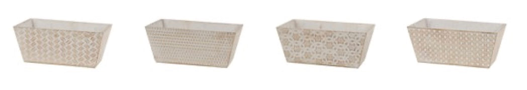 10.5in Rectangle Wood Container WHITEWASH