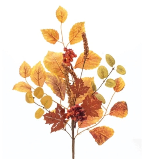 Mixed Fall Leaves w/WOODEN leaf