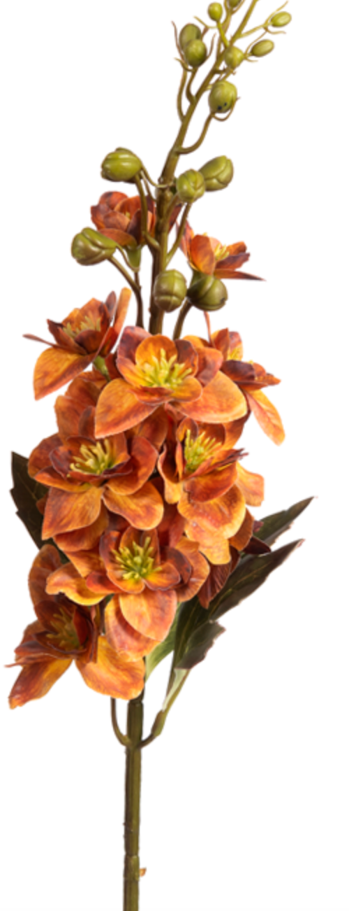 26in Rust Delphinium - Premium Floral for Wreaths, Arrangements and Home Decor CRI