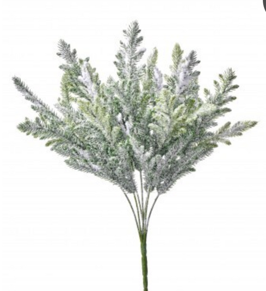 20in Glitter Snow Pine Bush - Premium Artificial Greenery for Wreaths, Arrangement & Home Decor Regency