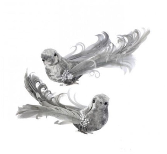 PAIR of Silver/Grey Birds