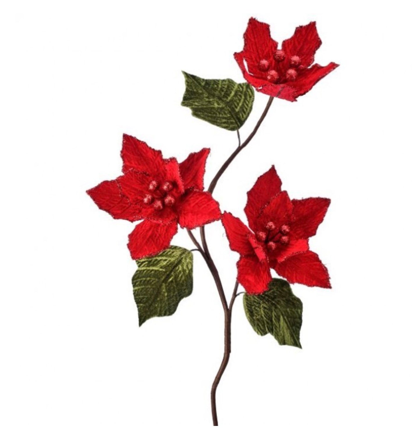 24in Glitter Edge Velvet Poinsettia