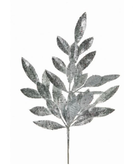 21in Glitter Sparkle Bay Leaf SILVER